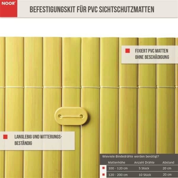 Befestigungskit für PVC Sichtschutzmatten 26 Stück gelb langlebig und witterungsbeständig